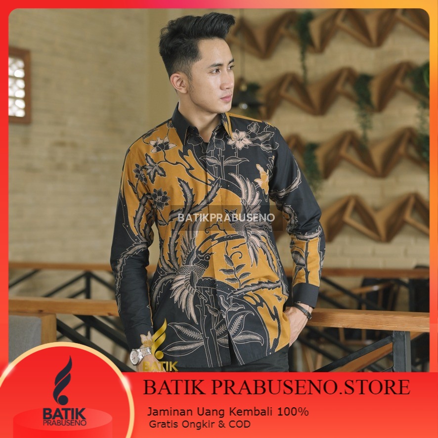 Sandya Kemeja Kerja Kantor Batik Pria Lengan Panjang Branded Slimfit Original Prabuseno Atasan Cowok
