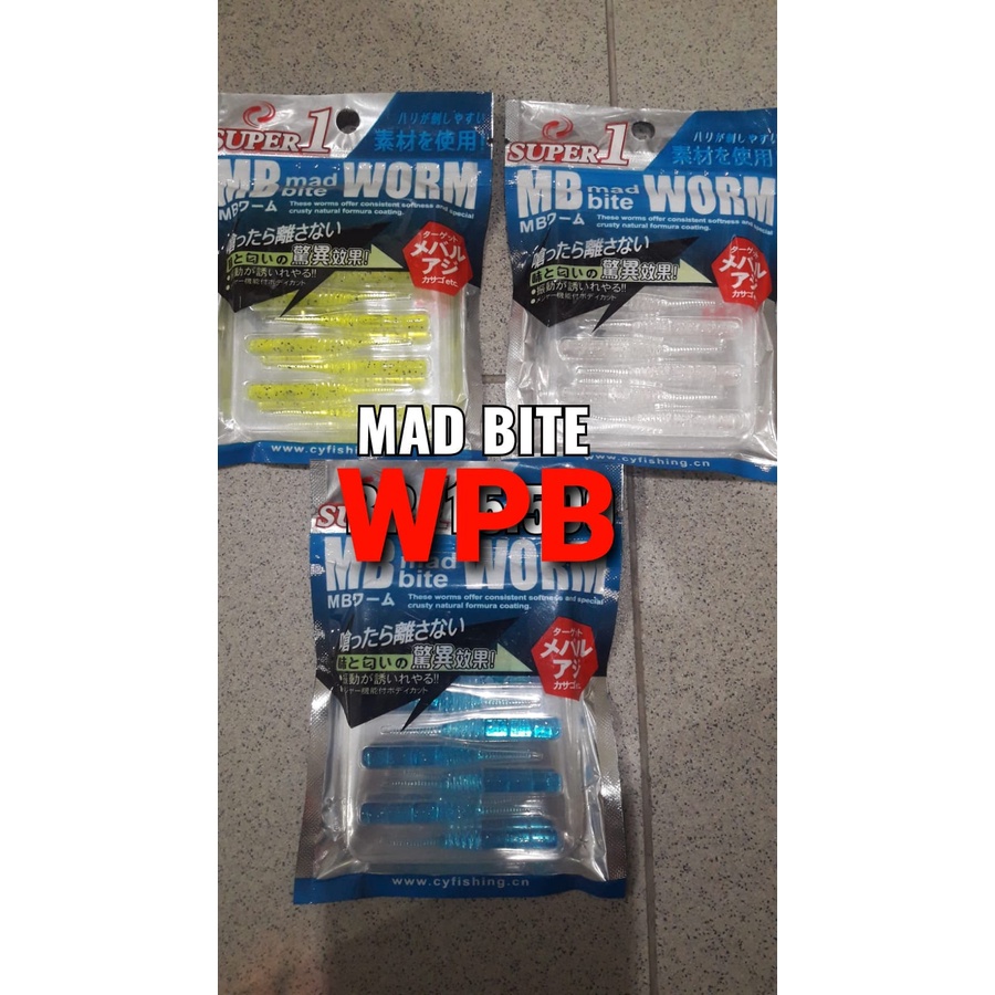 SOFTLURE SUPER1 MB MAD BITE WORM (5cm / isi 10pcs)