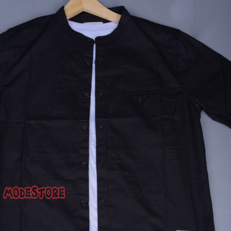 KEMKO, Kemeja Pria Lengan Pendek Polos Kerah Sanghai, Kemeja Koko Pendek Polos Premium, Kemeja Kerah