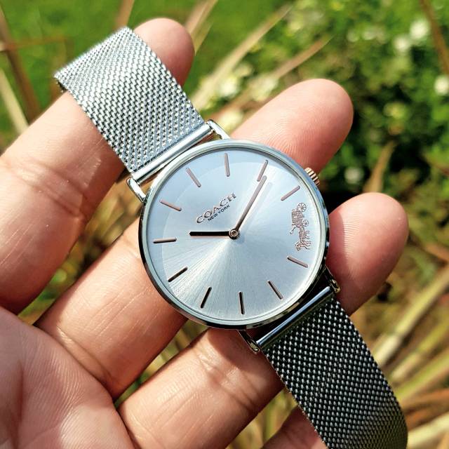 Jam Tangan Wanita Merk COACH 14502797 ORI BM Rantai Pasir Silver