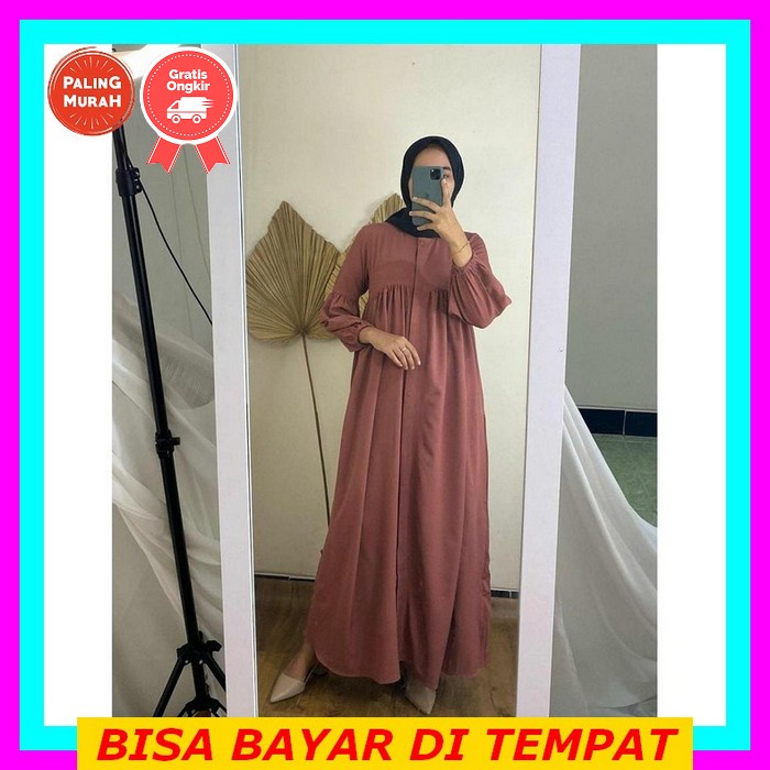Set Baju Muslim Wanita Remaja Terbaru 2022 Model Kekinian Edisi Lebaran Setelan Gamis Cardi Bahan Ka