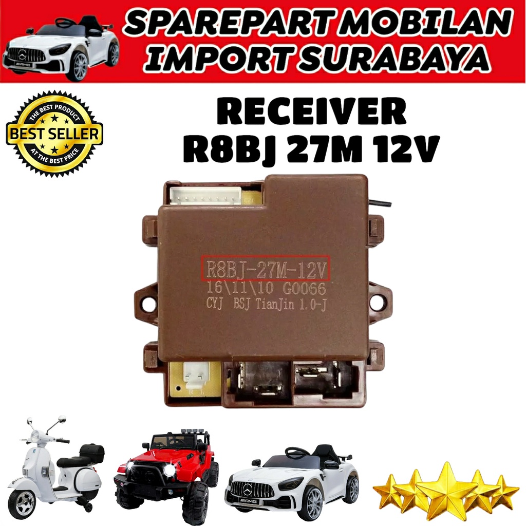 Transmiter Receiver R8BJ 27M 12V modul frekuensi 27MHz Mobil mainan rastar reciver sparepart mobilan