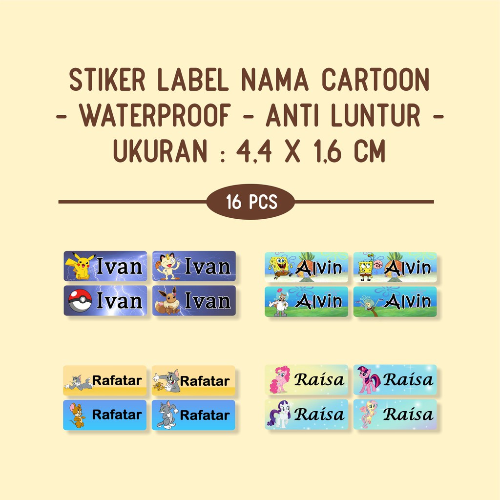 

Label Nama Cartoon 16 pcs Anti Air