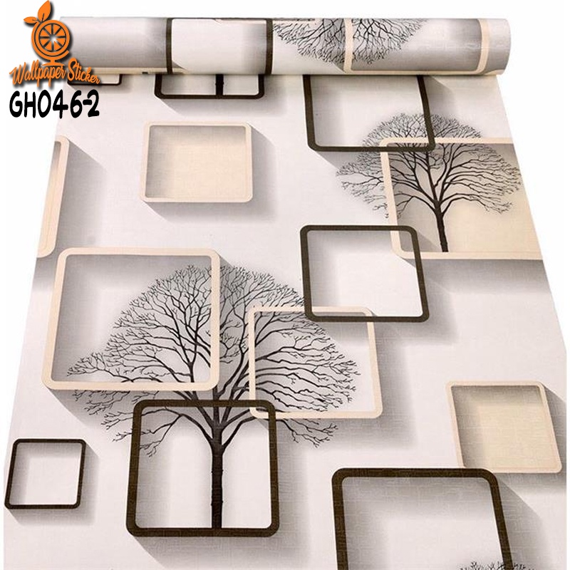 Wallpaper Dinding Motif Wallpaper Stiker Motif KOTAK 3D Ungu GH046 45cmx1m  / Wallpaper Kamar Tidur Aesthetic