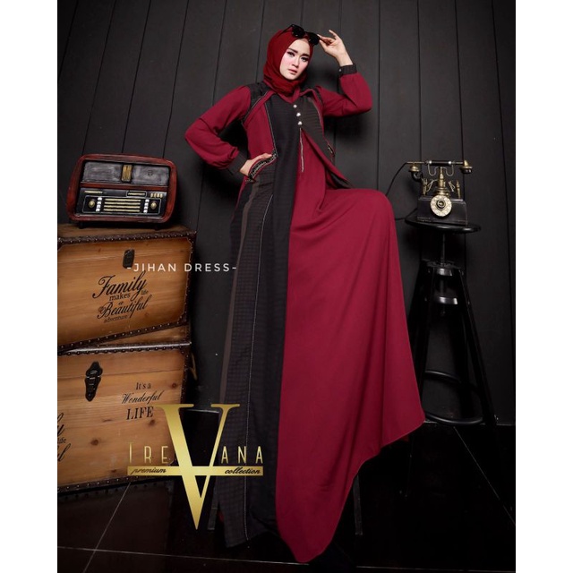 Jihan Dress Ori by Trevana Collection Premium / Dress Syar'i / Gamis Pesta Mewah / Baju Syar'i Terbaru / Dress Polos Mewah / Fashion Muslimah Branded-E