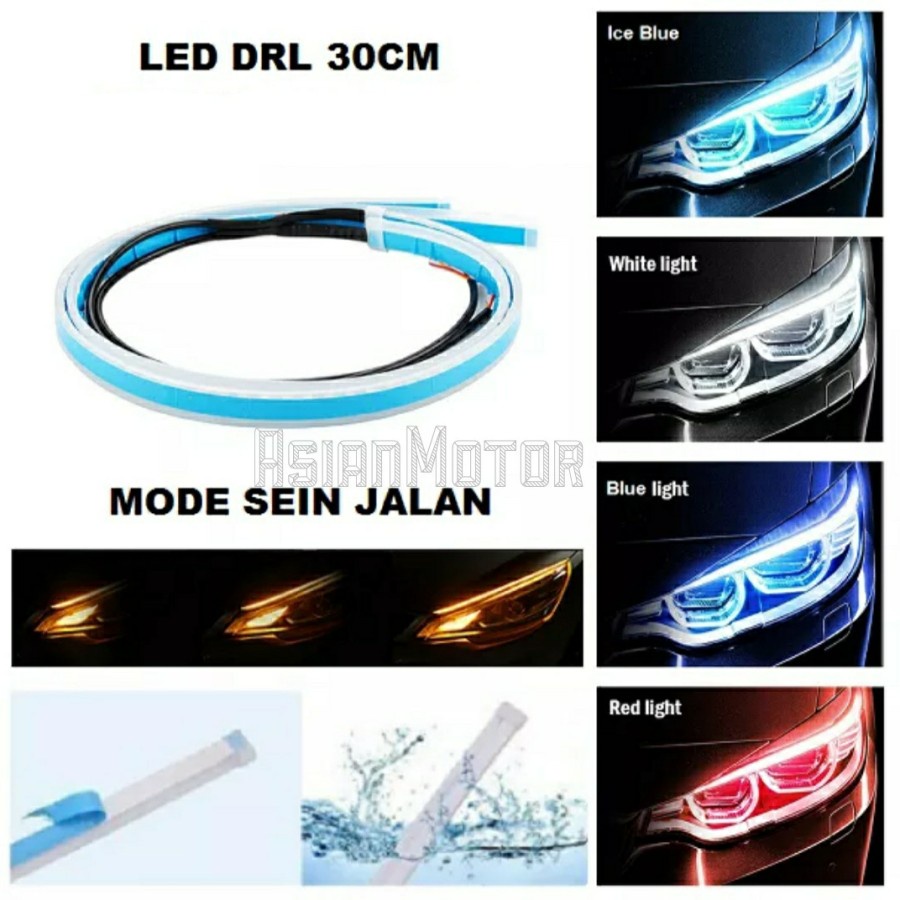 Lampu LED Alis DRL 30cm Sein Sen Running Welcome Light Satuan Lampu Sign Alis Led Motor Mobil 1PCS