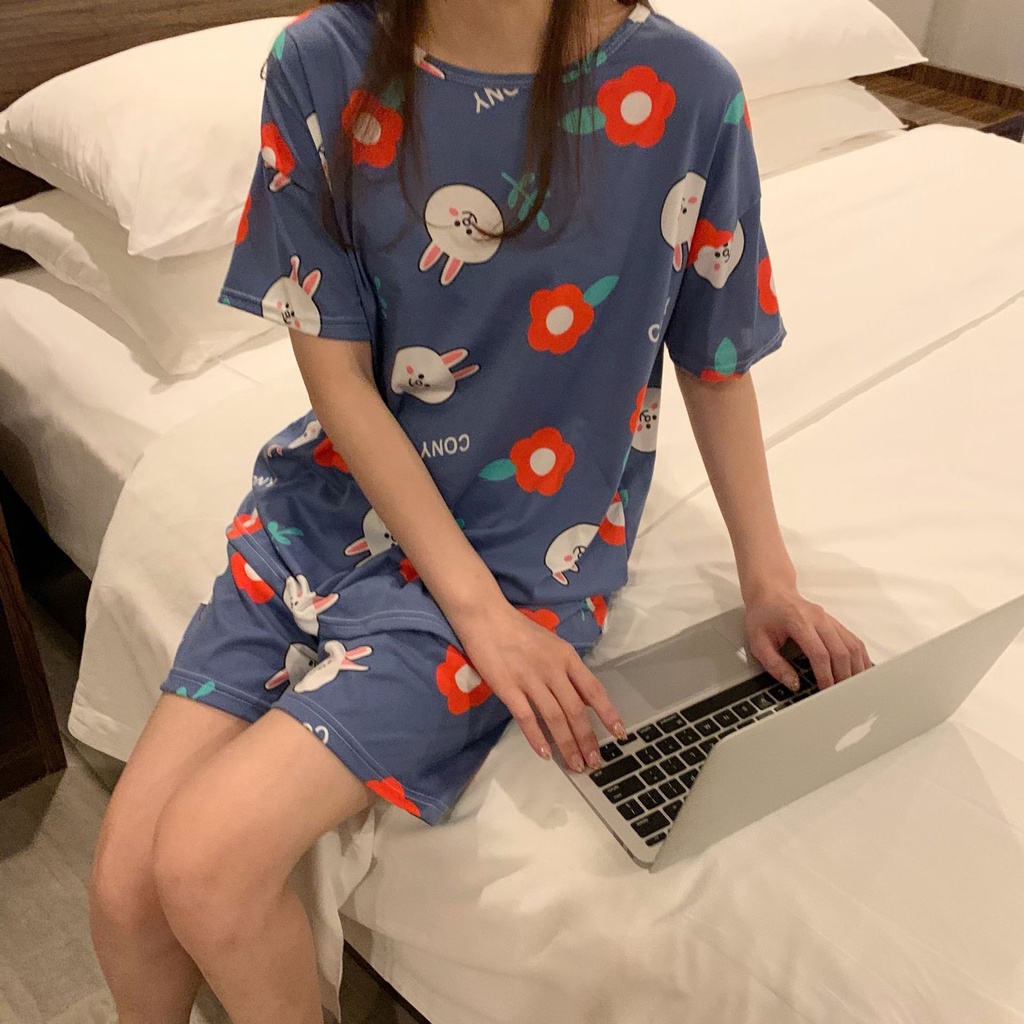 ❤ MIMI ❤ Baju Tidur Piyama Korea Import Motif Lucu Setelan Tidur Hotpants Murah