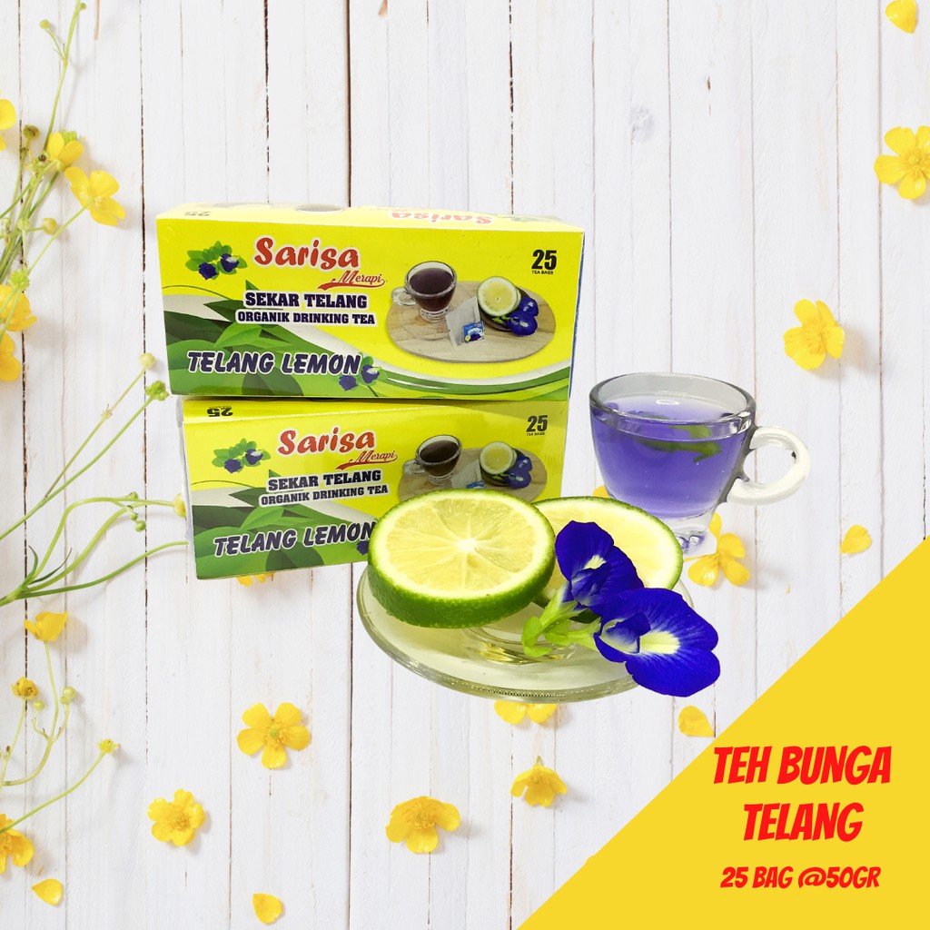 

Teh Bunga Telang "Sekar Telang" Butterfly Pea Flower Tea/Blue Pea Isi 25 Tea Bag