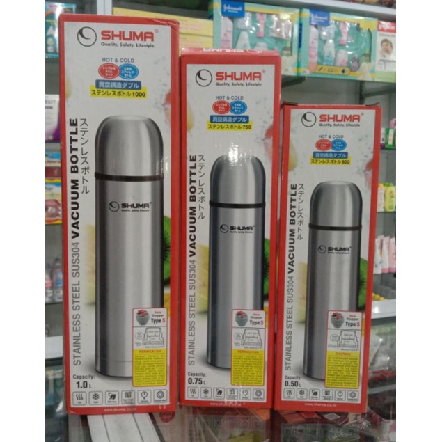 SHUMA TERMOS STAINLESS STEEL 304 ORIGINAL 500ml 750ml 1000ml 1LITER + TAS // TAHAN PANAS 12 - 24JAM TERMOS BAYI / TERMOS TRAVEL / TERMOS SUSU FORMULA