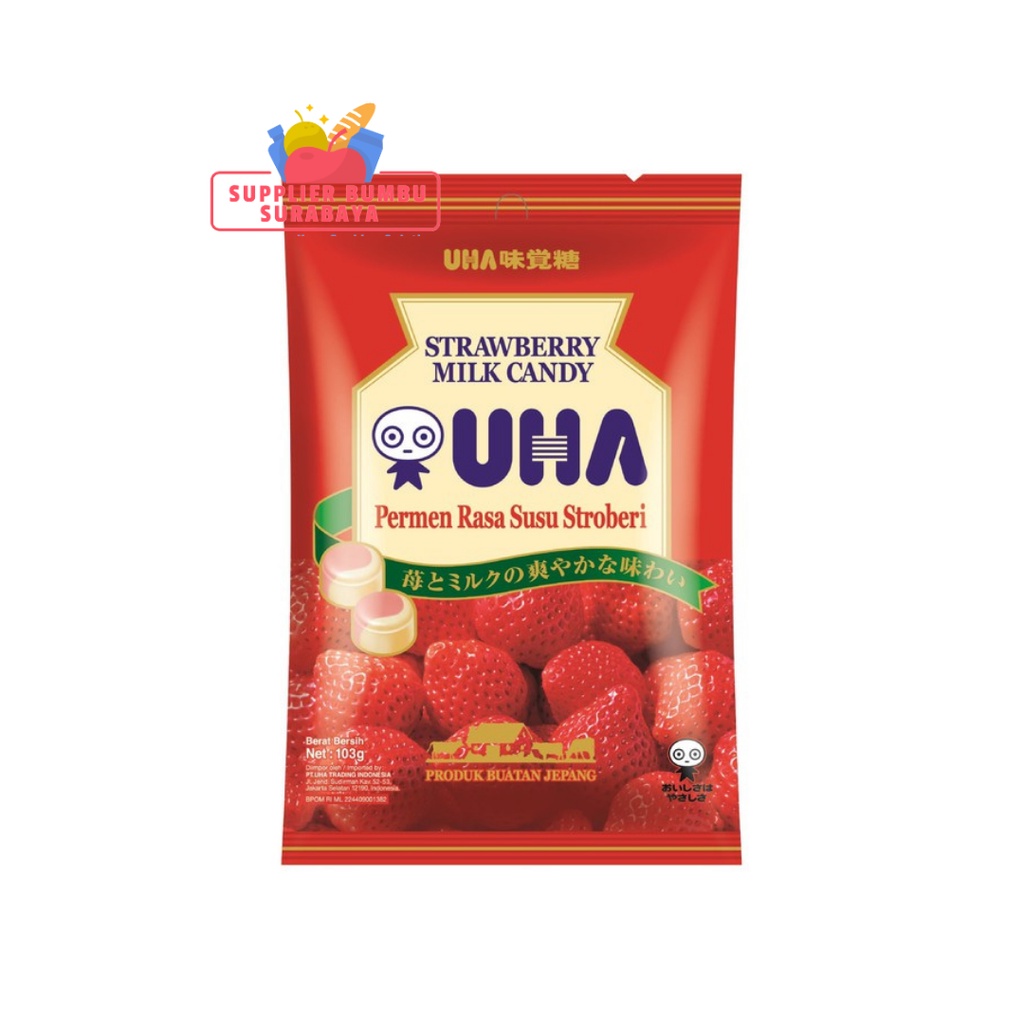 UHA Permen Susu Strawberry Milk Candy 103g