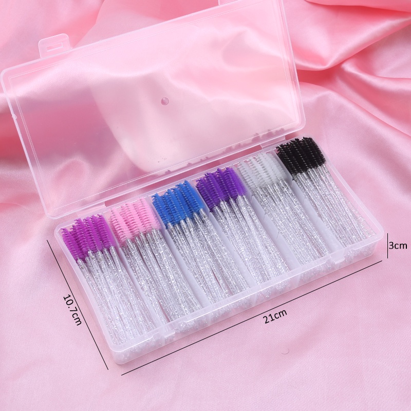 180pcs / Set Brush Aplikator Maskara Dengan Kotak Penyimpanan Untuk Makeup / Kosmetik Wanita