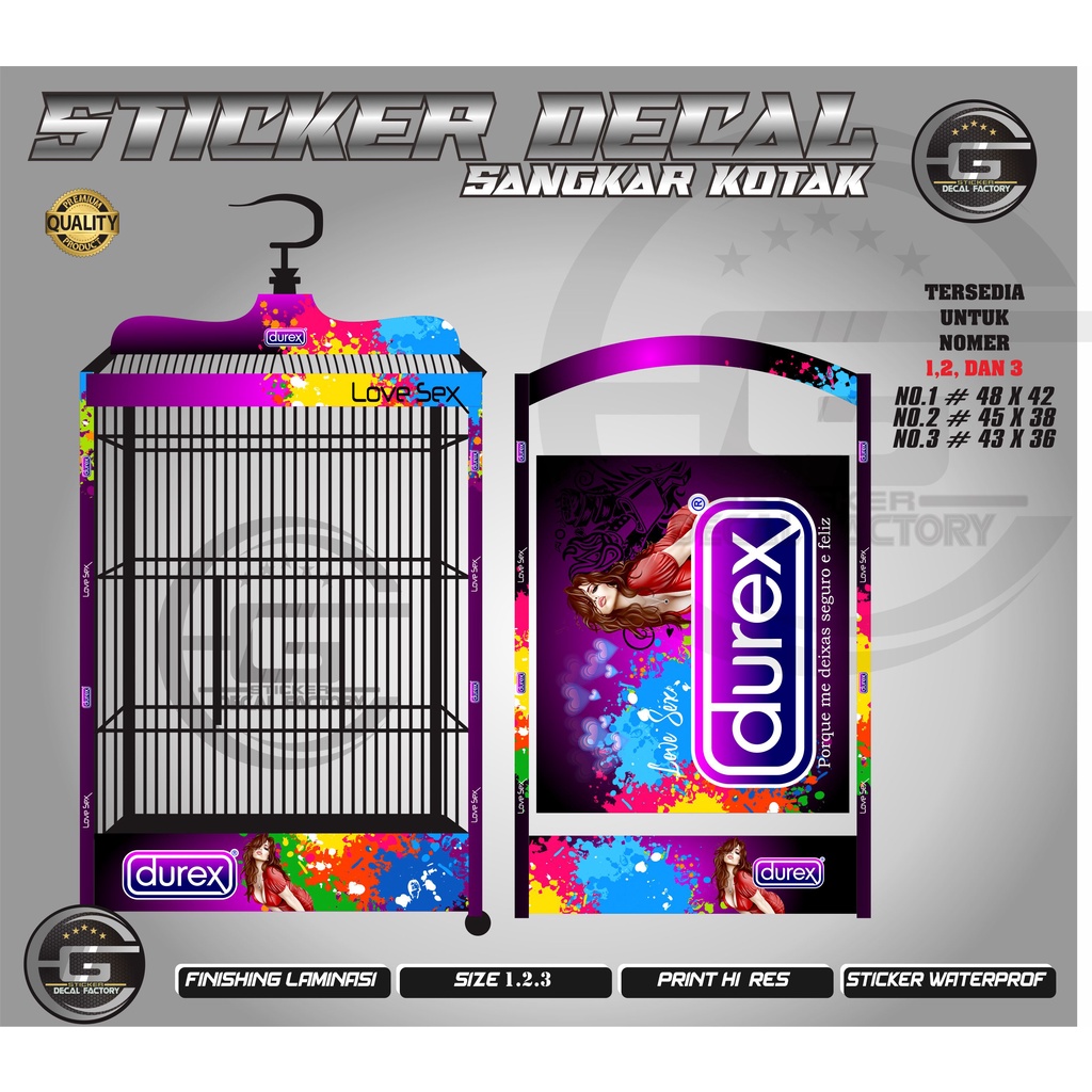 STICKER DECAL EBOD / TEBOK SANGKAR BURUNG NO. 1,2,3 MOTIF DUREX
