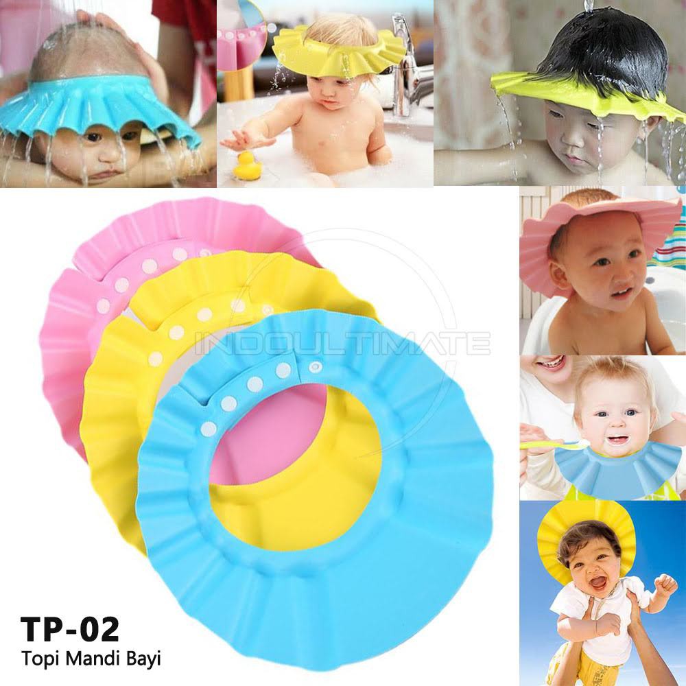 TP-02 Topi Keramas Bayi Penutup Kepala Mandi Pelindung Mata Telinga Baby Shower Cup