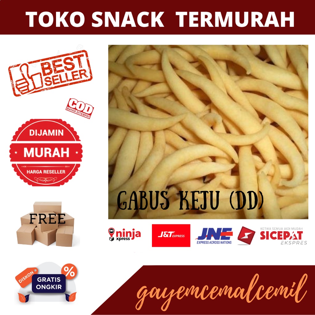 

snack kiloan/gabus/gabus keju/DD/gabus keju DD/cemilan gurih/cemilan murah/jajanan kiloan/250gr/500gr/cendol keju/