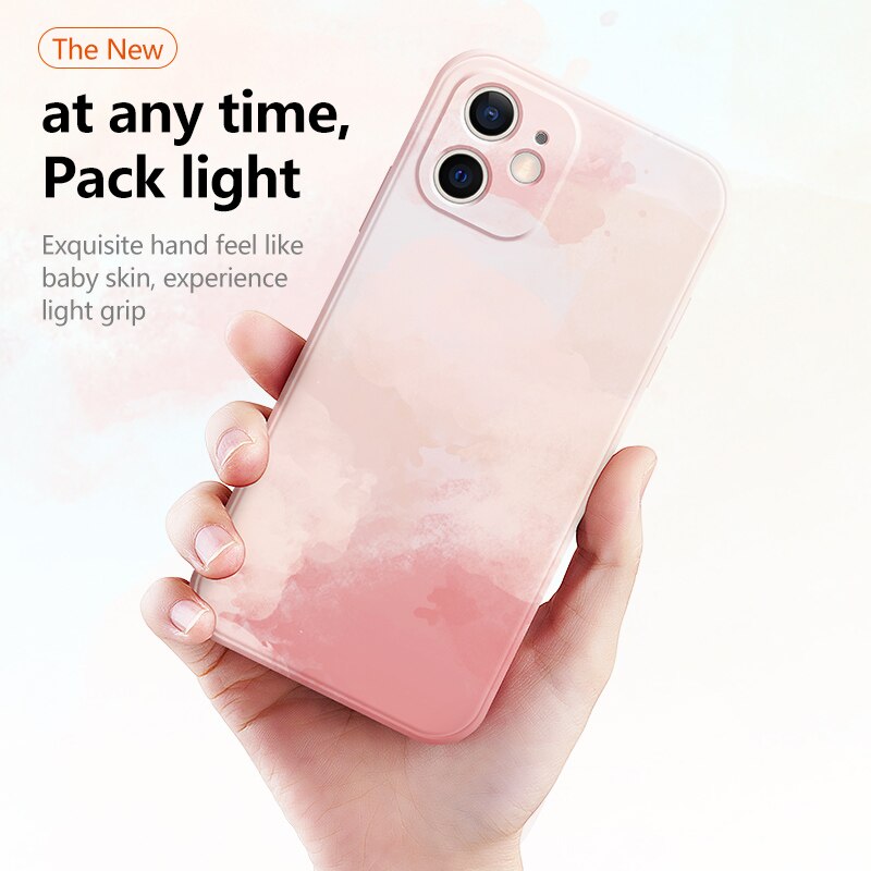 Watercolor Liquid Silicone Case For Samsung Galaxy A12 A11 A10 A10S A20 A30 A50 A50S A30S A51 A71 Gradient Camera Protection Cover IYA