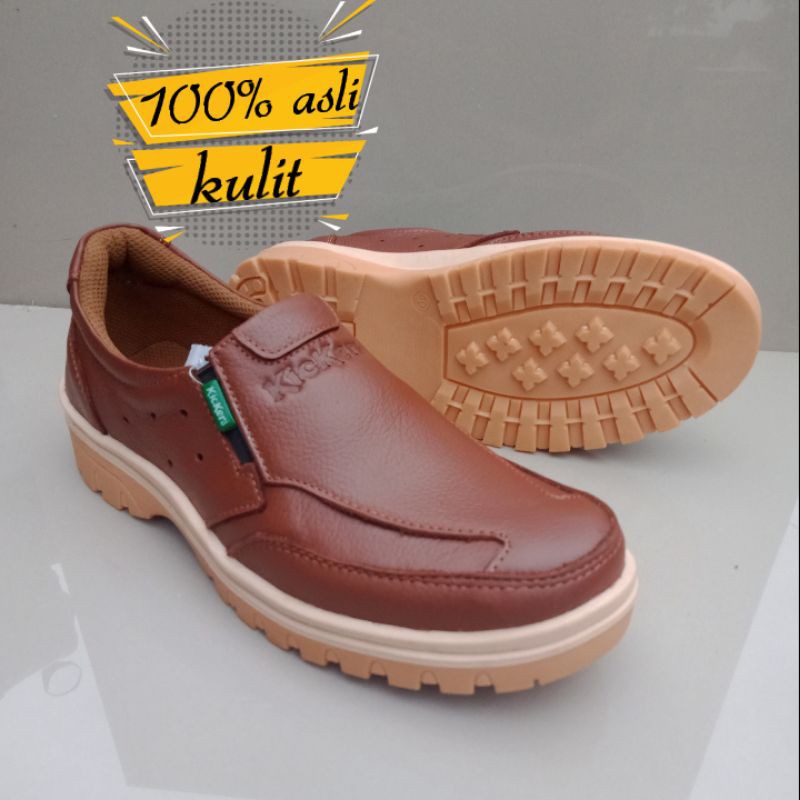 Kickers Sepatu Kulit Pria Kasual Casual slip on Asli Kulit Sapi