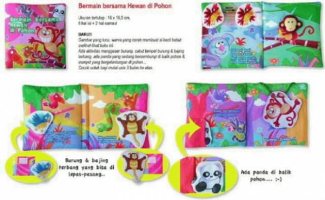 Buku bantal / softbook : Bermain bersama Hewan di Pohon