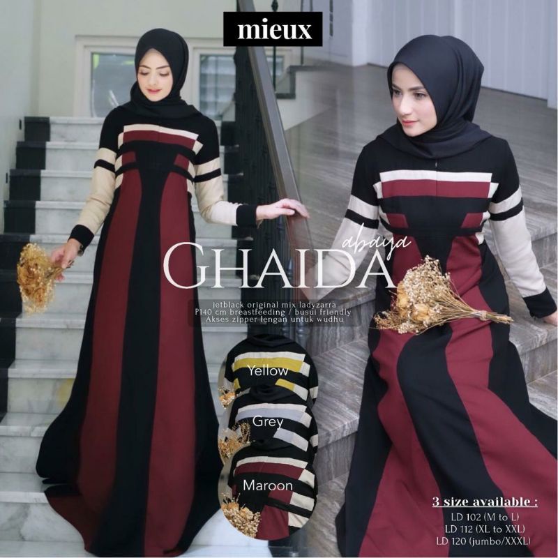 SALE RAMADHAN Gamis Mieux Jumbo LD 120 Original by mieux Gamis Turkey Jetblack Madina / CITRA KIRANA / GHAIDA / MUMTAZ  GAMIS MEWAH | GAMIS MEWAH JUMBO | GAMIS PESTA MEWAH ELEGAN | GAMIS BAHAN JETBLACK | GAMIS JETBLACK PREMIUM | ABAYA JETBLACK PREMIUM-Ghaida Maroon