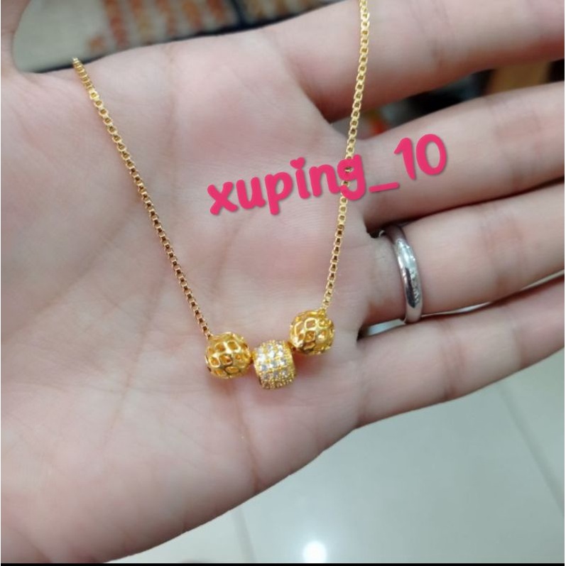 kalung xuping dewasa liontin bola permata, perhiasan xuping mewah, panjang kalung 45cm