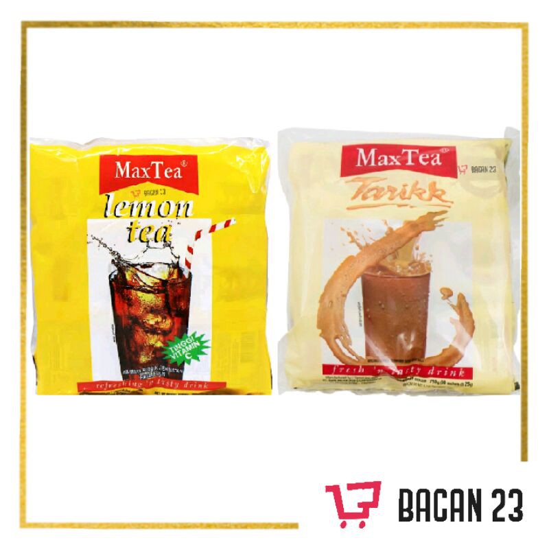 Max Tea (30 sachet x 25gr) - ( Lemon Tea &amp; Teh Tarik ) / Teh Bubuk Kemasan / Bacan 23 - Bacan23