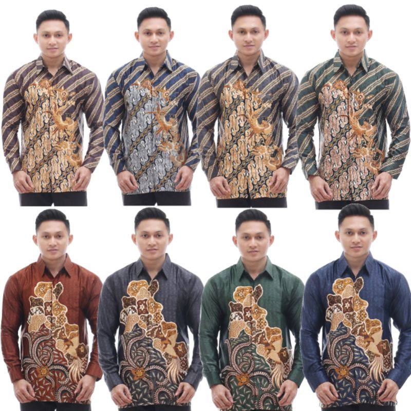 KEMEJA BATIK SEMI SUTRA  BERFURING LENGAN PANJANG BATIK CLASIK BATIK SUTRA BATIK PEKALONGAN KEMEJA BATIK PRIA SIZE M L XL XXL FASHION BATIK