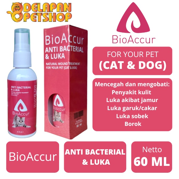 BioAccur Anti Bacterial &amp; Luka Spray 60 ml / Obat Luka Kucing Anjing