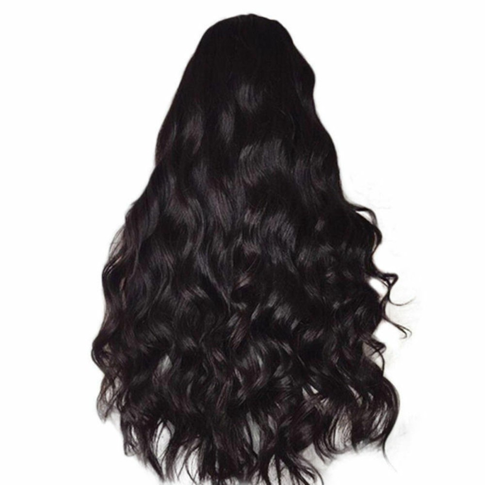 Wig / Rambut Palsu Wanita Model Panjang Keriting Gelombang Besar Warna Hitam