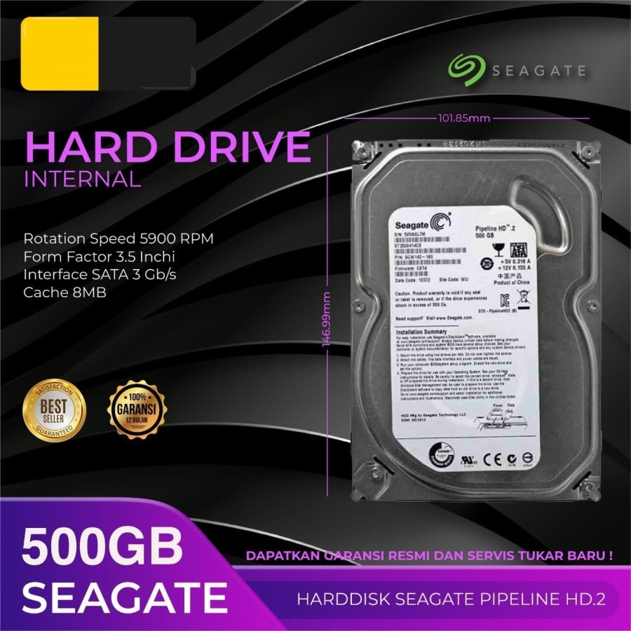 Harddisk 500GB 3.5&quot; Internal Seagate SATA