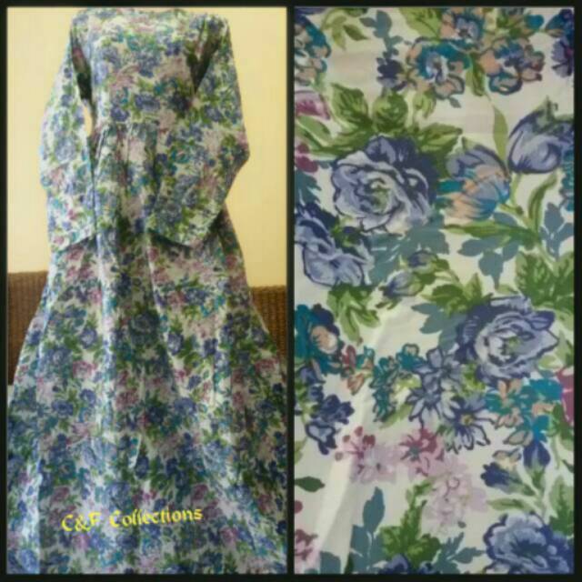 Gamis katun jepang origina japan design cocorose blue size  jumbo ld 120