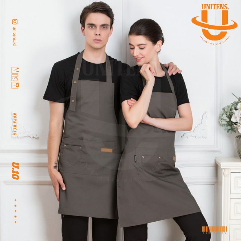 UNITENS Apron Drill AR.V1 Unisex Mutlifngsi Handmade Original Bandung Pria Wanita Celemek Barbershop
