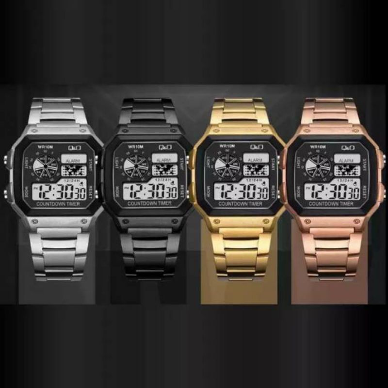 JAM TANGAN PRIA DAN WANITA Sport Digital Segi Strap Rantai STAINLESS STEEL