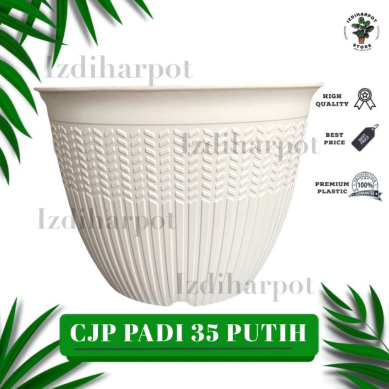 pot bunga tanaman cjp padi 35cm putih - CJP PADI 35 PUTIH 9935