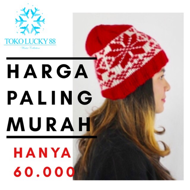 Topi Kupluk Rajut Wool Hat Beanie Snow Pom Pom