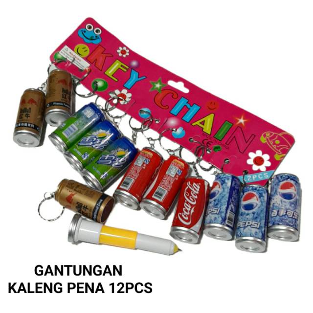 12pcs GANTUNGAN KUNCI MINIATUR MINUMAN  KALENG PULPEN  TERLARIS GROSIR