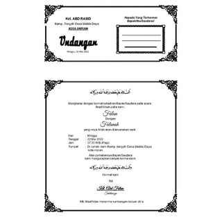 Jual undangan walimahan / undangan kenduren / undangan akad nikah