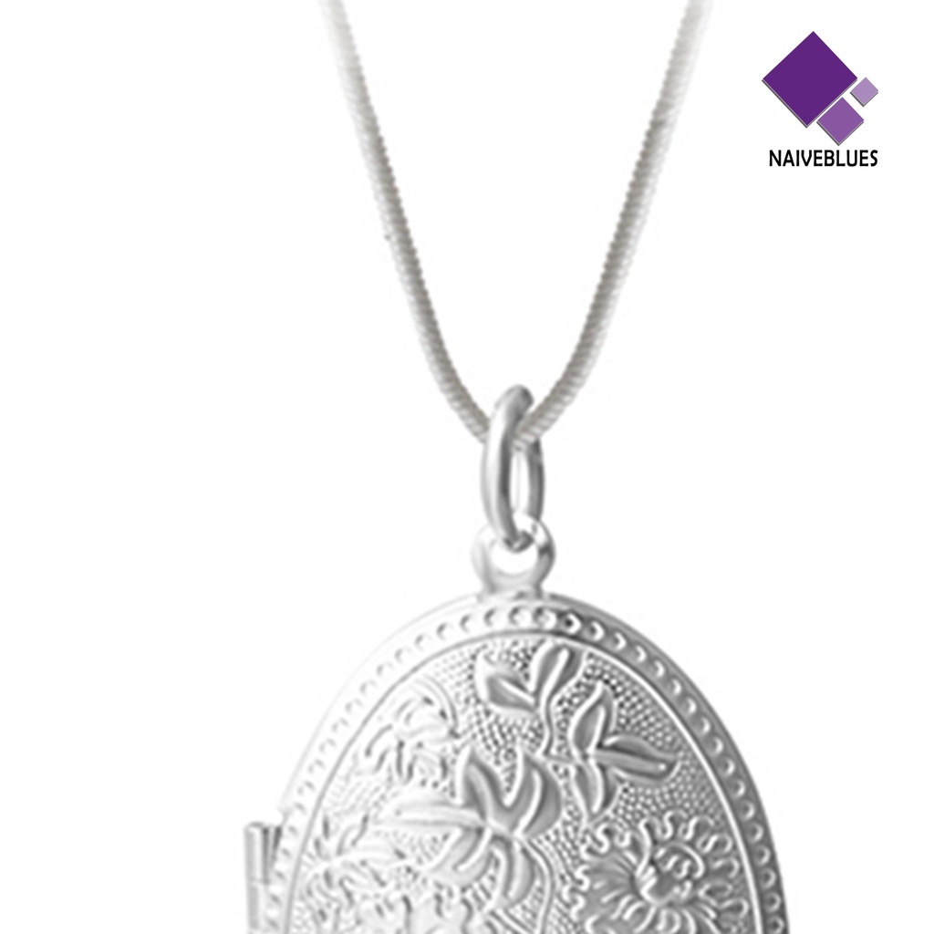 Kalung Rantai Liontin Loket Bahan Alloy Lapis Silver Untuk Unisex