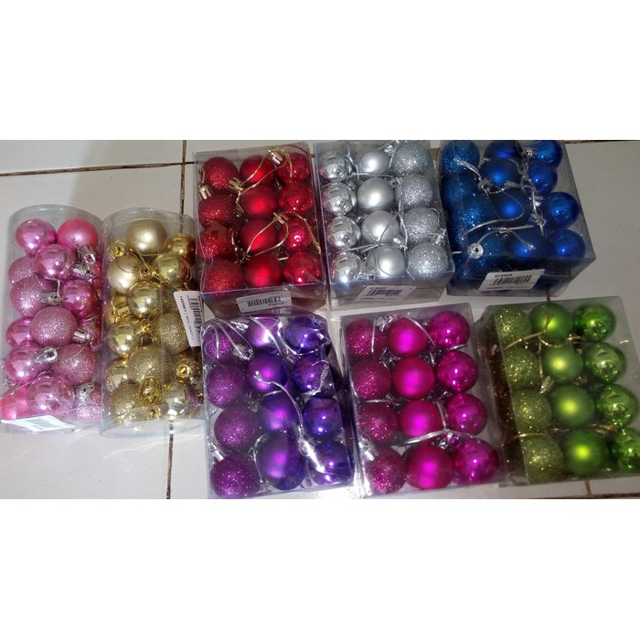 hiasan natal gantung bola 3cm isi 24pcs ornament pohon xmas christmas decoration