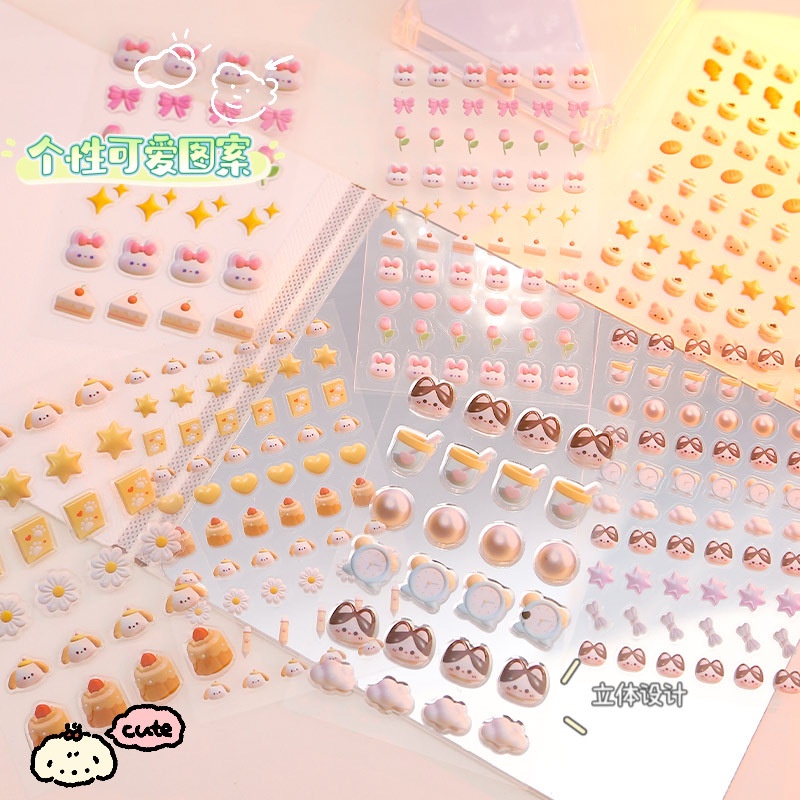 Ins Stiker Epoxy Kristal 3D Motif Kartun Anak Perempuan Untuk Dekorasi Handphone / Gelas Air Diy