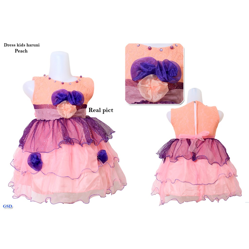 Dress kidds Haruni/ Terusan Dress Brukat Anak/ Gaun Pesta Anak Brukat/Realpict Baju Anak Murah