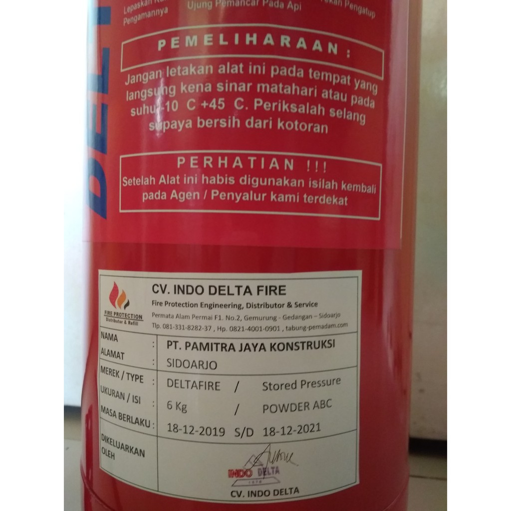 apar 6kg + isi powder terbaik bukan termurah Pemadam api 6 Kg Serbuk DRY Chemical DELTAFIRE BARU