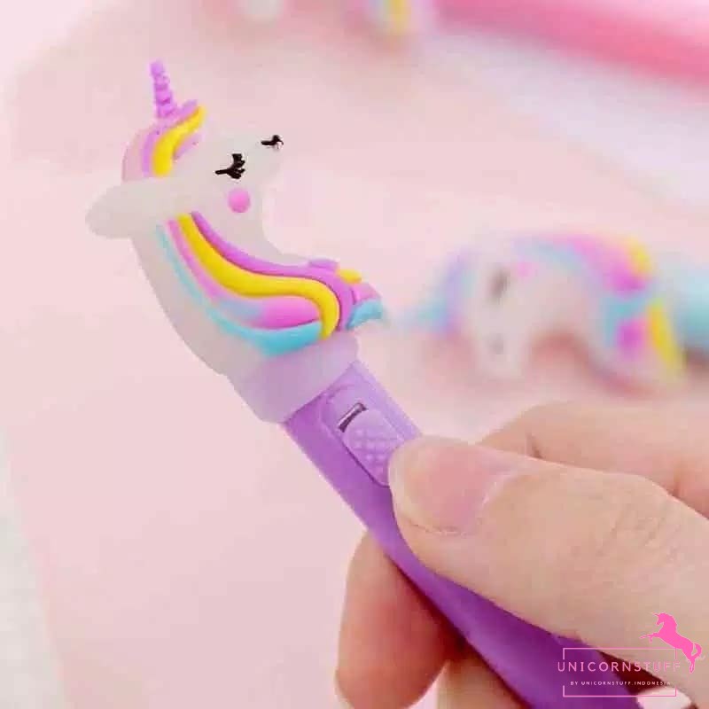 Bolpoin lampu Pulpen Pena Unicorn Premium Tinta Gel Perempuan Anak Journaling Tipis Karakter Pink Pastel Kado Anak Perempuan Alat Tulis Tempat Pensil Sekolah Back To School