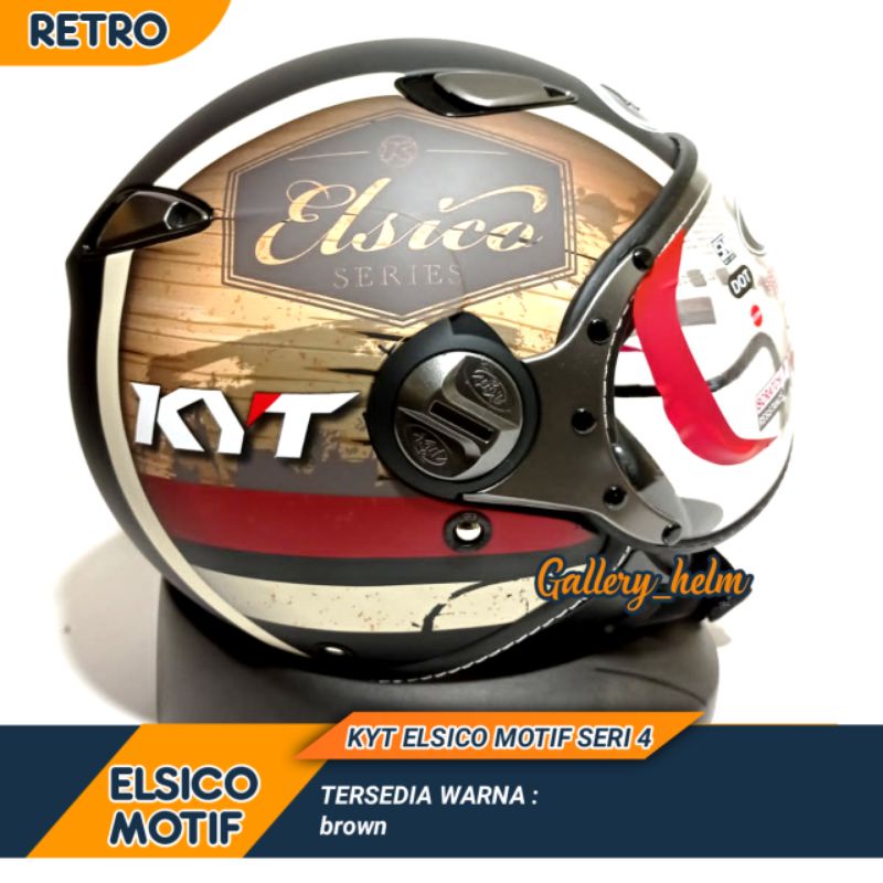 HELM KYT ELSICO MOTIF #4 BROWN DOFF | HELM RETRO KYT ORIGINAL