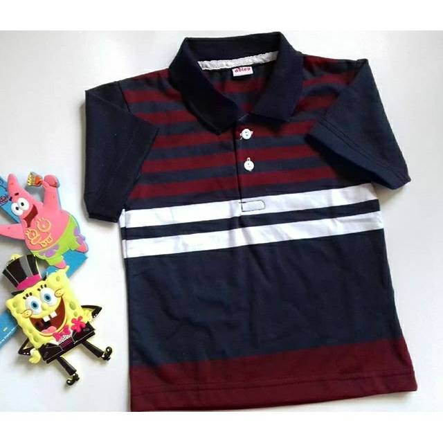 T Shirt kerah - Kaos Kerah anak - Kaos Salur - Baju anak