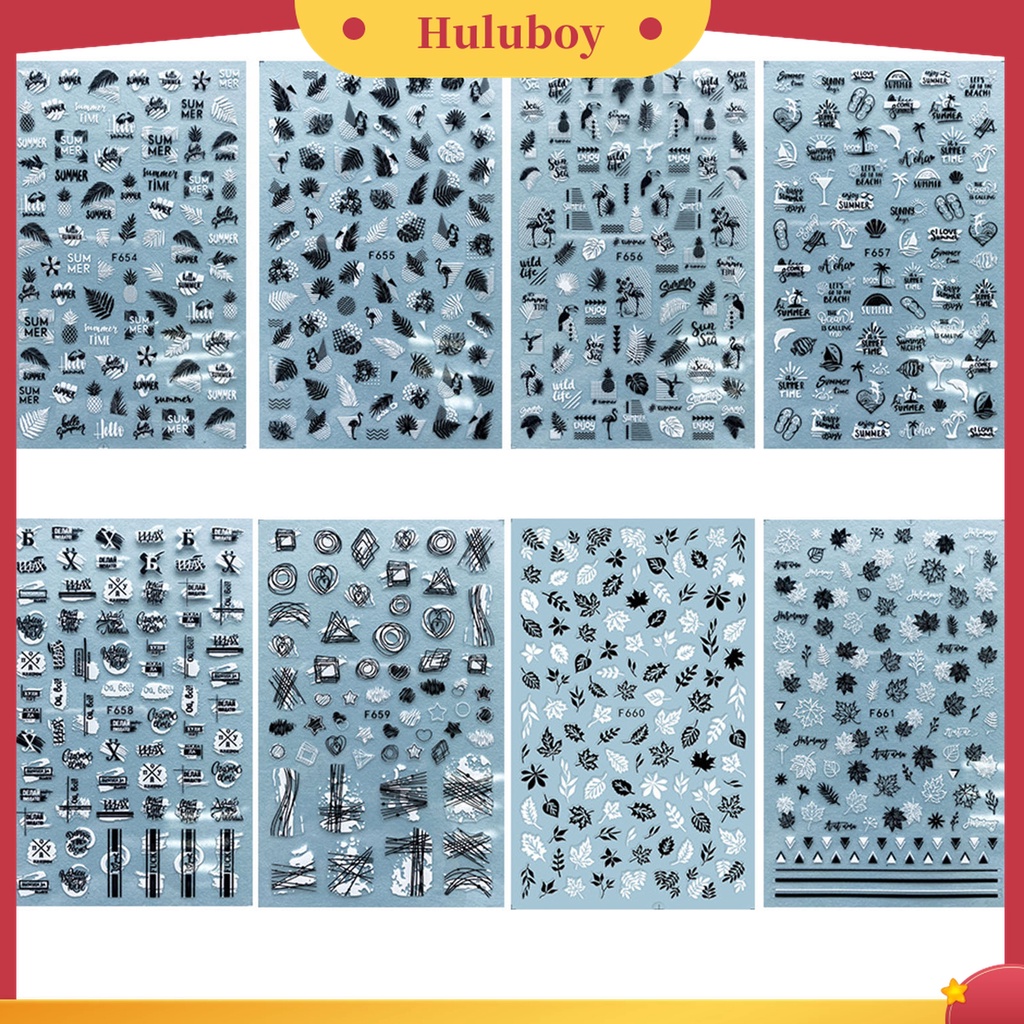 Huluboy Huluboy♡ 2pcs Stiker Kuku 3D Multifungsi Motif Daun Kelapa Untuk Dekorasi Nail Art