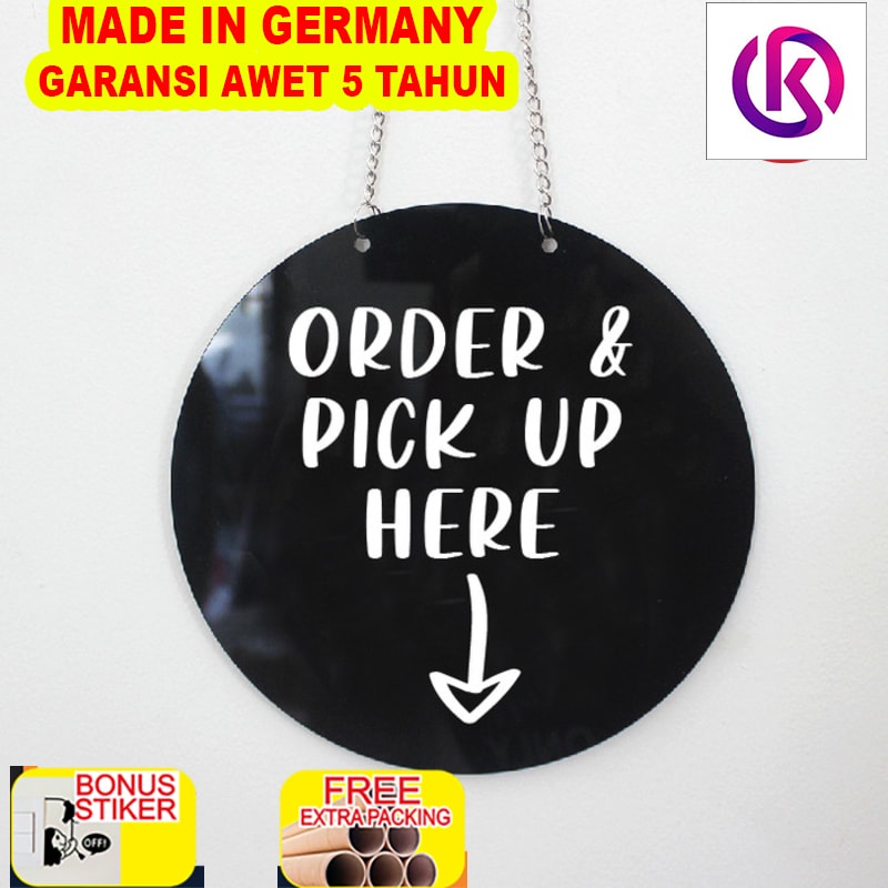 

Grosir Sign Order & Pick Up Here UV Print Acrylic | Sign Toko Sign Board - Hitam
