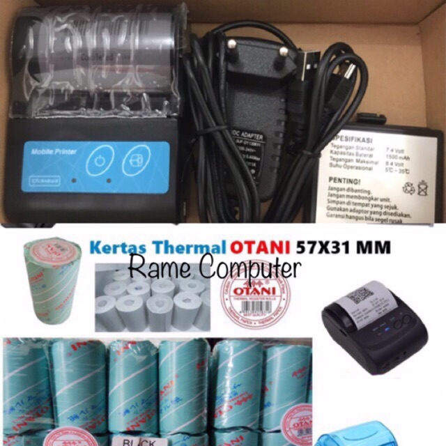 BONUS 10ROLL PAPER THERMAL PRINTER BLUETOOTH THERMAL IWARE ISCAN MP58x Support applikasi kasir pos moka