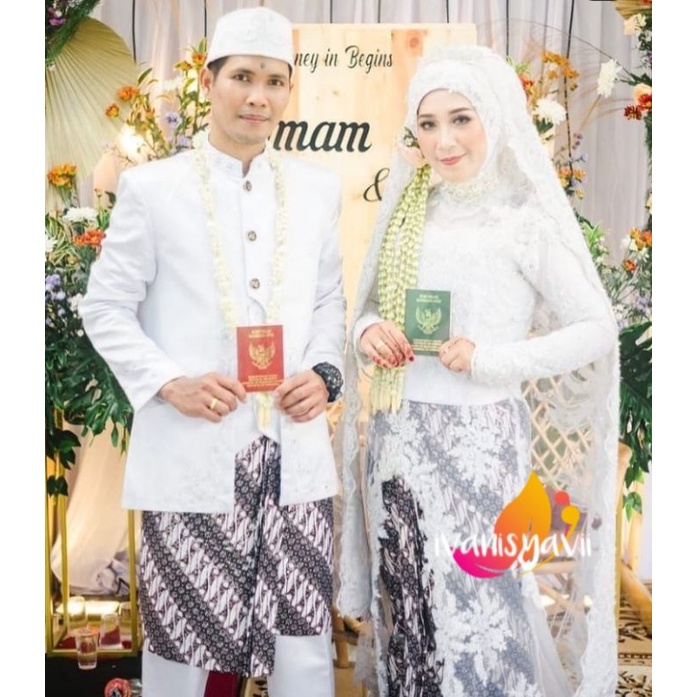 [1set] Sepasang Jarik + Blangkon Pengantin Prodo | Motif Lereng Truntum