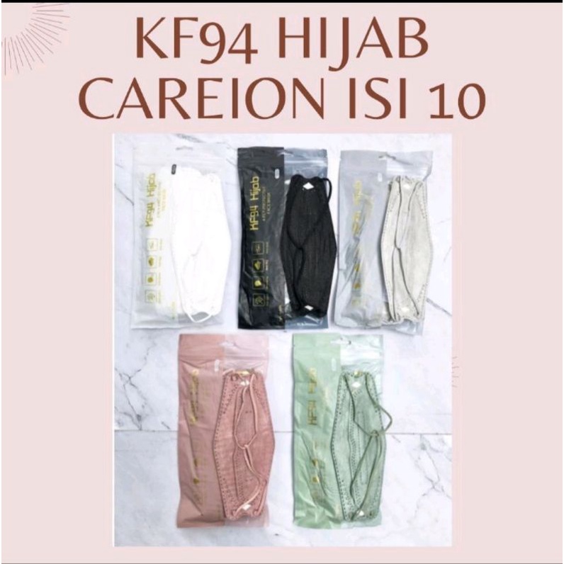 *Myzora Surabaya* Masker KF94 Hijab Headloop Careion 4ply Korea Mask Warna Colour Hitam Putih Abu Pastel