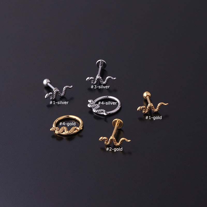 1pc Anting Tindik Tubuh / Hidung / Bibir Bentuk Ular 16Gauge