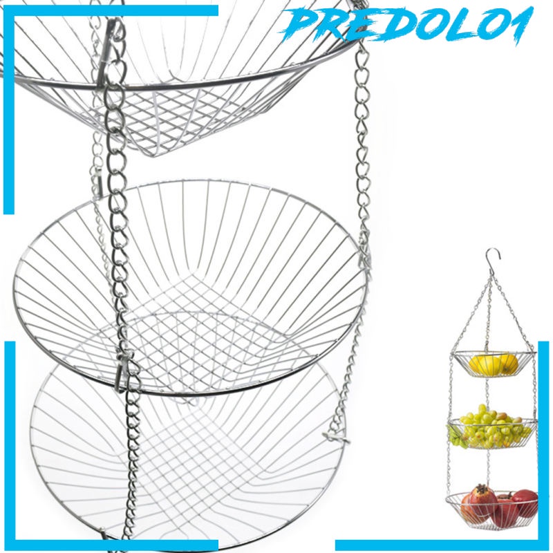 [PREDOLO1] 3-Tier Wire Hanging Fruit Food Basket Home Decor Kitchen Storage Display